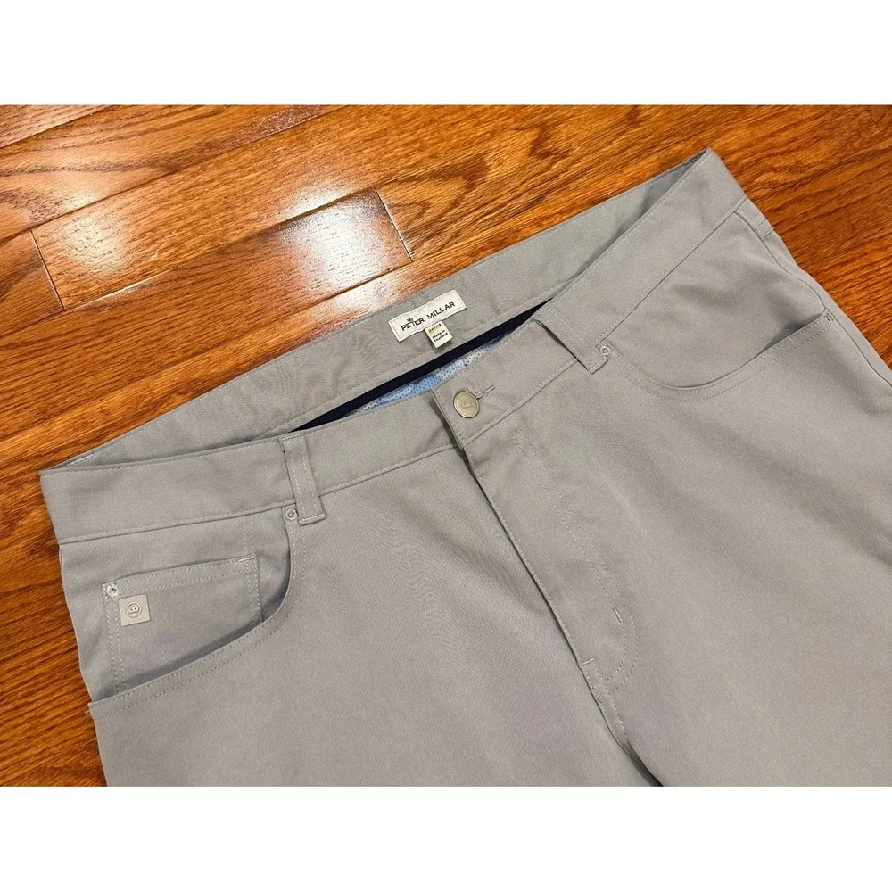 Peter Millar eb66 Performance Five Pocket Pants Fits Mens 36x28 Gale Gray Golf